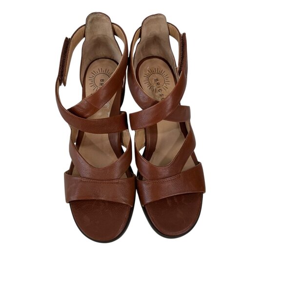 Brioso Womens Brown Leather Strappy Sandals 2.5" Heel Made In Brazil SZ 8.5M - Picture 6 of 16